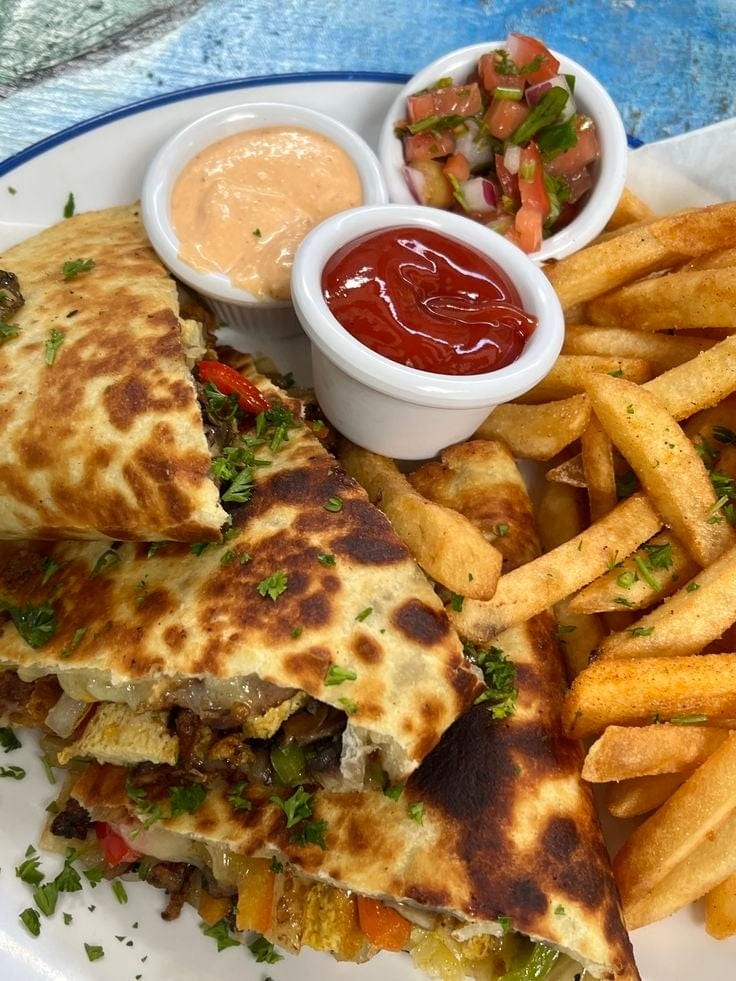 Cheese Quesadilla with Fries Soda.