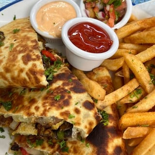 Cheese Quesadilla with Fries Soda